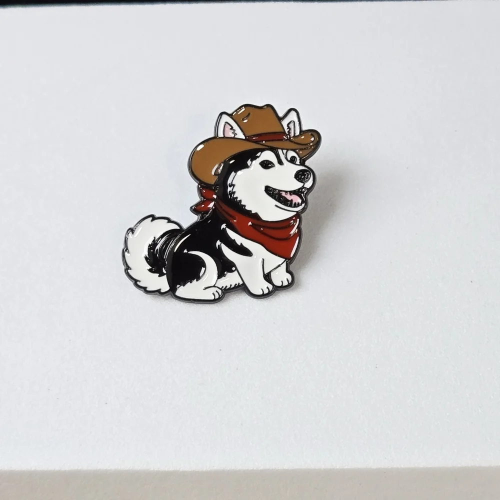 Cowboy Husky Dog Enamel Pin Western Cowboy Hat Dog Lover Western Pet Owner Gift